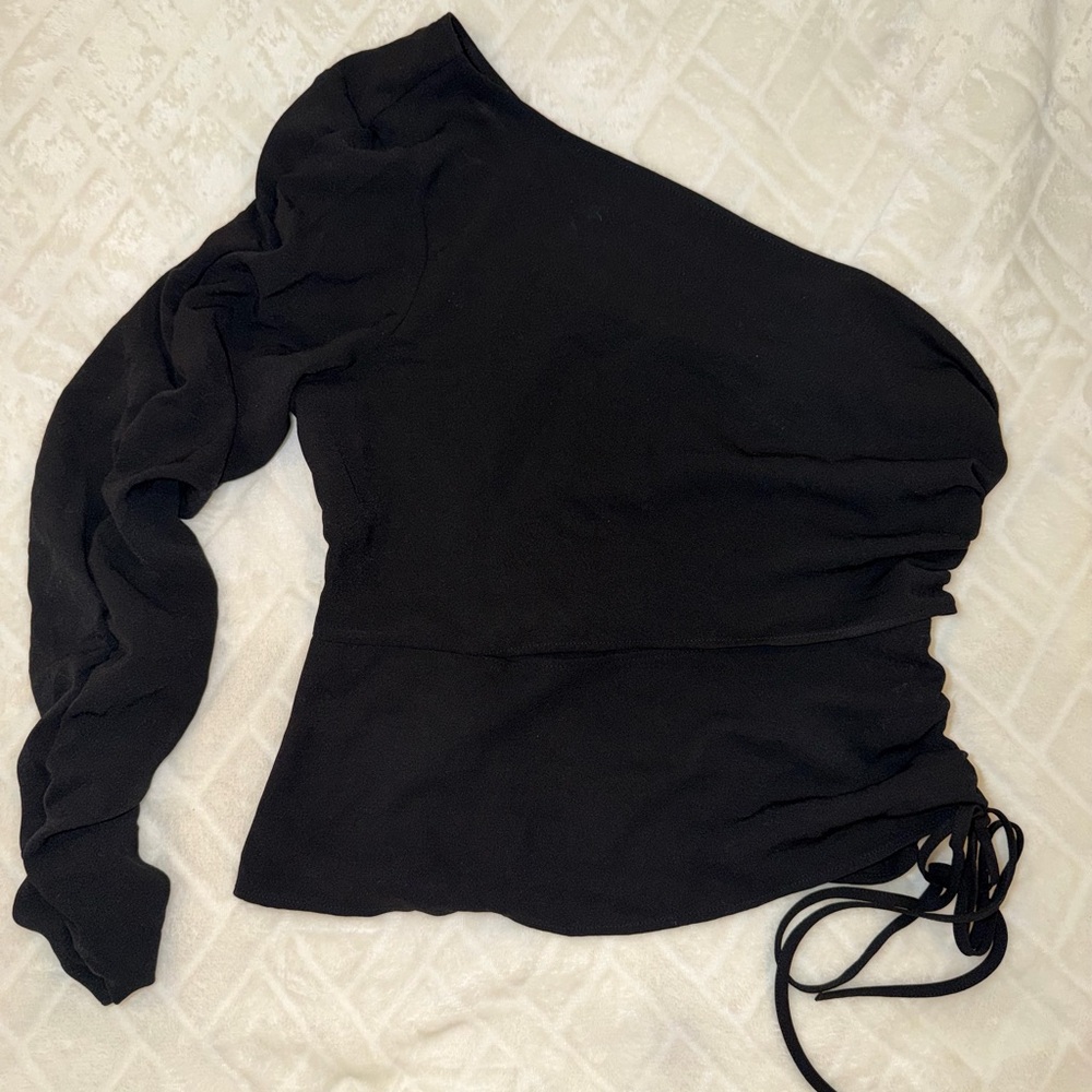 Zara Elegant Black One-Shoulder Top